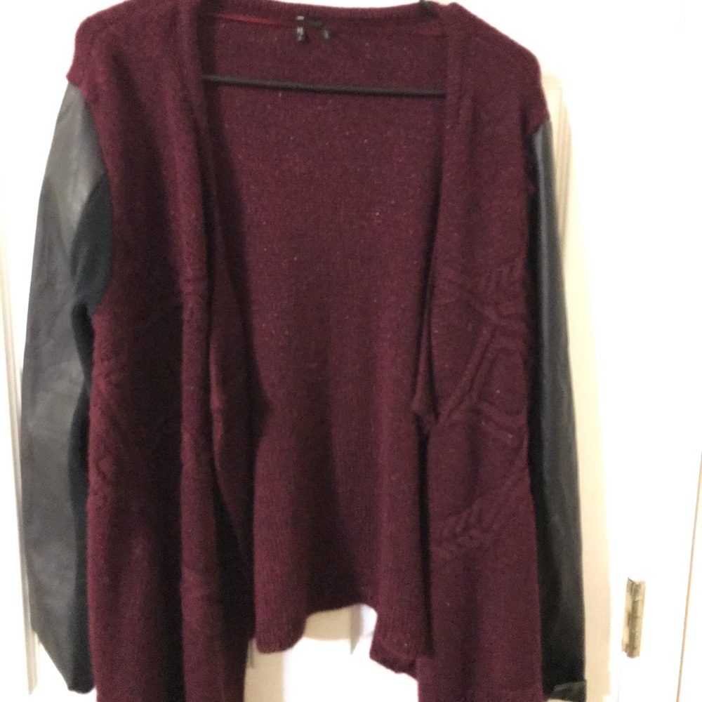 Burgundy sweater jacket